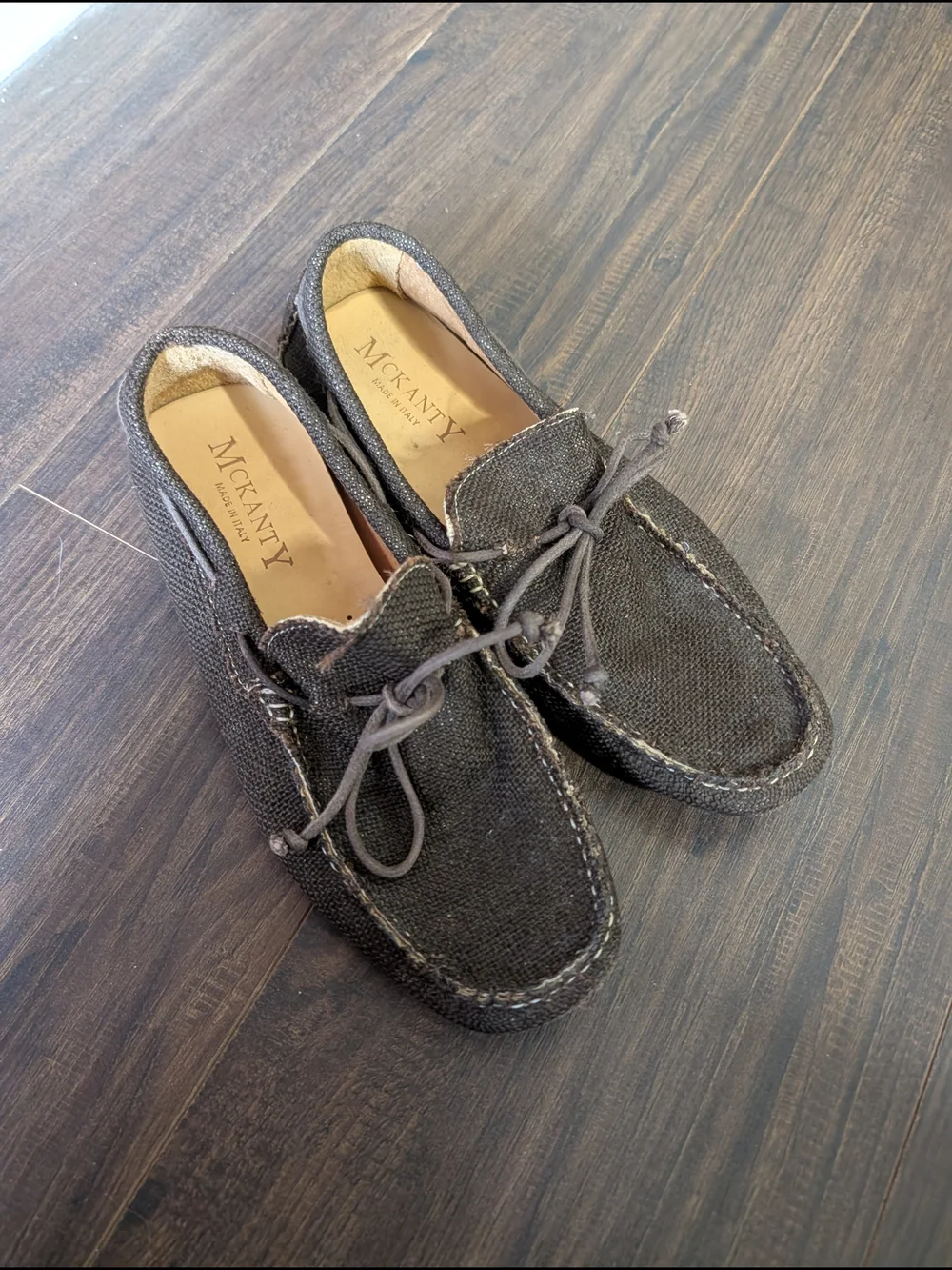 McKanty Made In Italy Woven Straw/Hemp Moc Toe Boat Shoes Loafers IT 40
